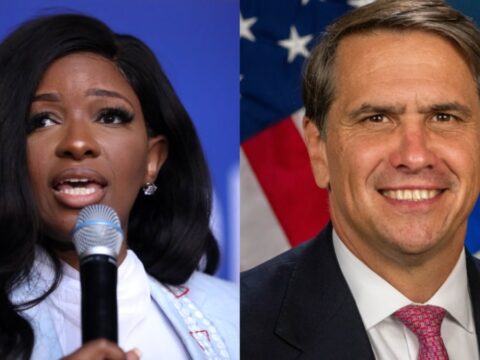 Rep. Jasmine Crockett and AG Todd Blanche.