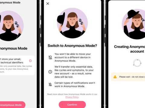 Flo period tracking app on smartphone screens
