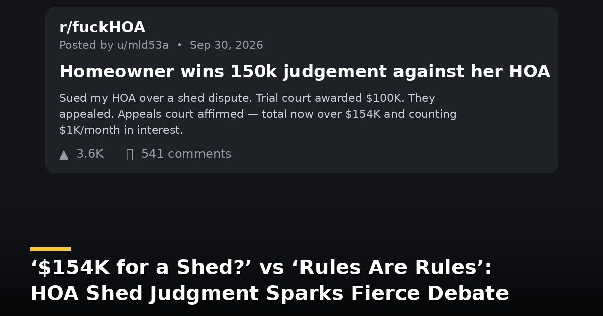 Reddit post recreation: r/fuckHOA via Reddit (u/mld53a)