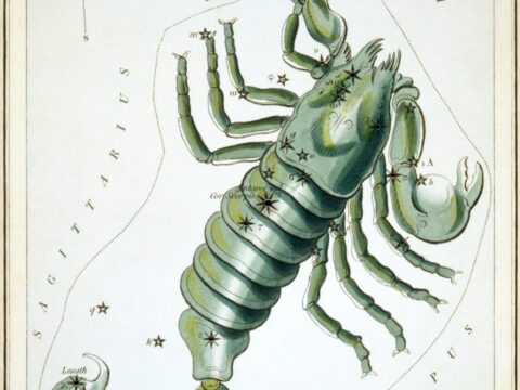Scorpio constellation star chart from Urania's Mirror (1825)